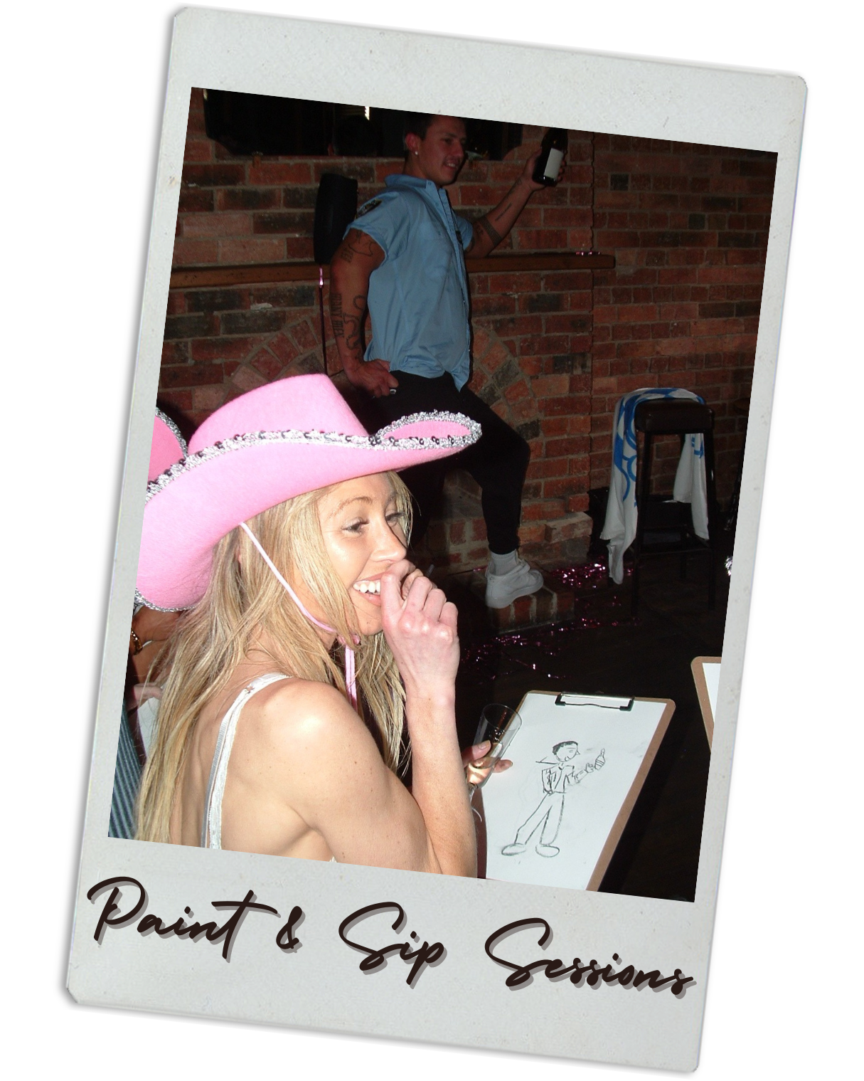 Package B: Gold Coast cheeky paint and sip hens session - guided art activity for groups (polaroid)