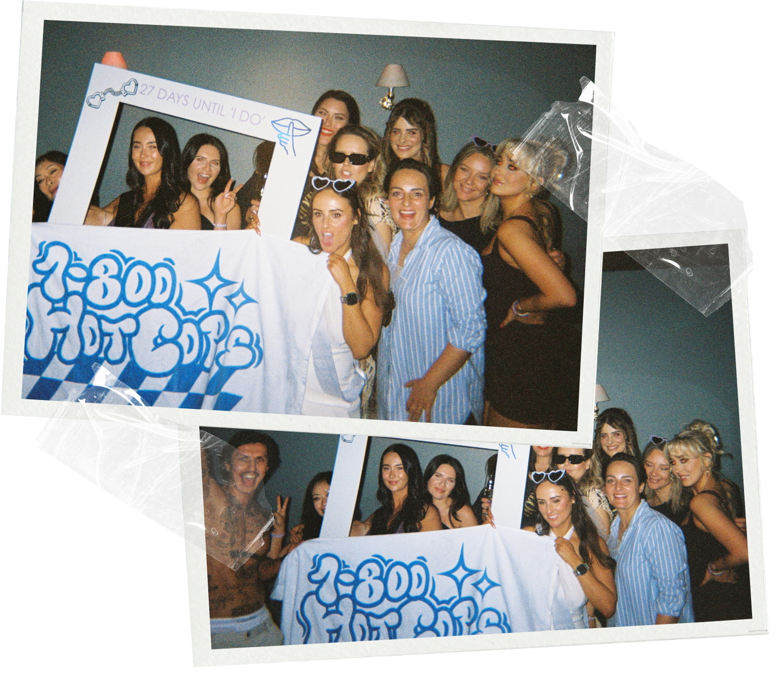 Hens party guests in Melbourne smiling after their male strip show with one of 1-800 HOT COPS male strippers