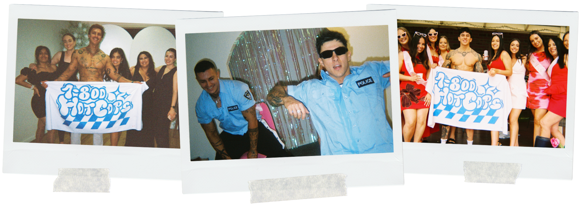 Australia male stripper shows — HotCop surprise entertainment hero polaroid collage