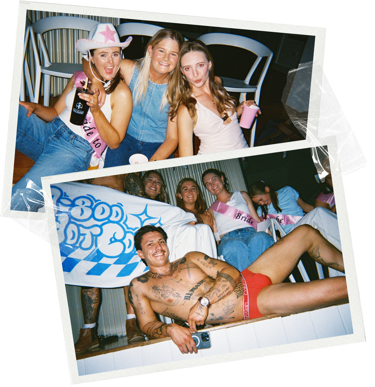 Three ladies at a hens party smiling and posing for a group photo after watching their male stripper show from 1-800 HOT COPS at their Toowoomba hens party