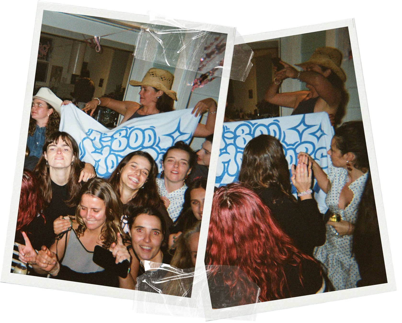 Group photos of young ladies at a hens party in perth holding up a 1-800 HOT COPS towel after they watched a male stripper show