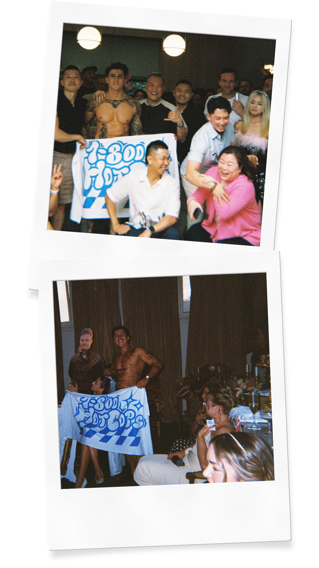 Sydney CBD hens party group celebrating with a 1-800 HOT COPS entertainer during an in-room surprise.