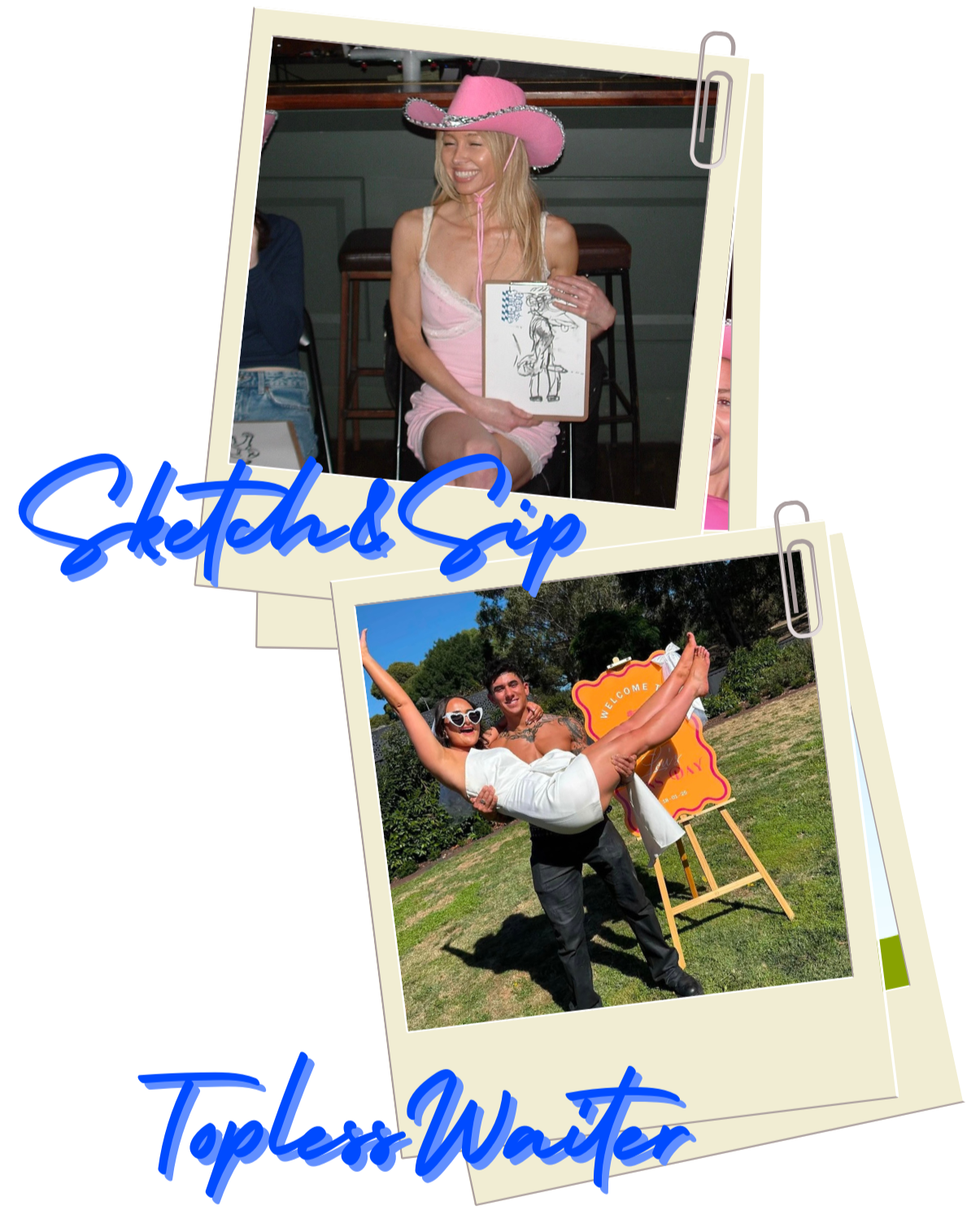 Sketch & Sip life drawing class and topless waiter hens party activities in Portsea and Sorrento