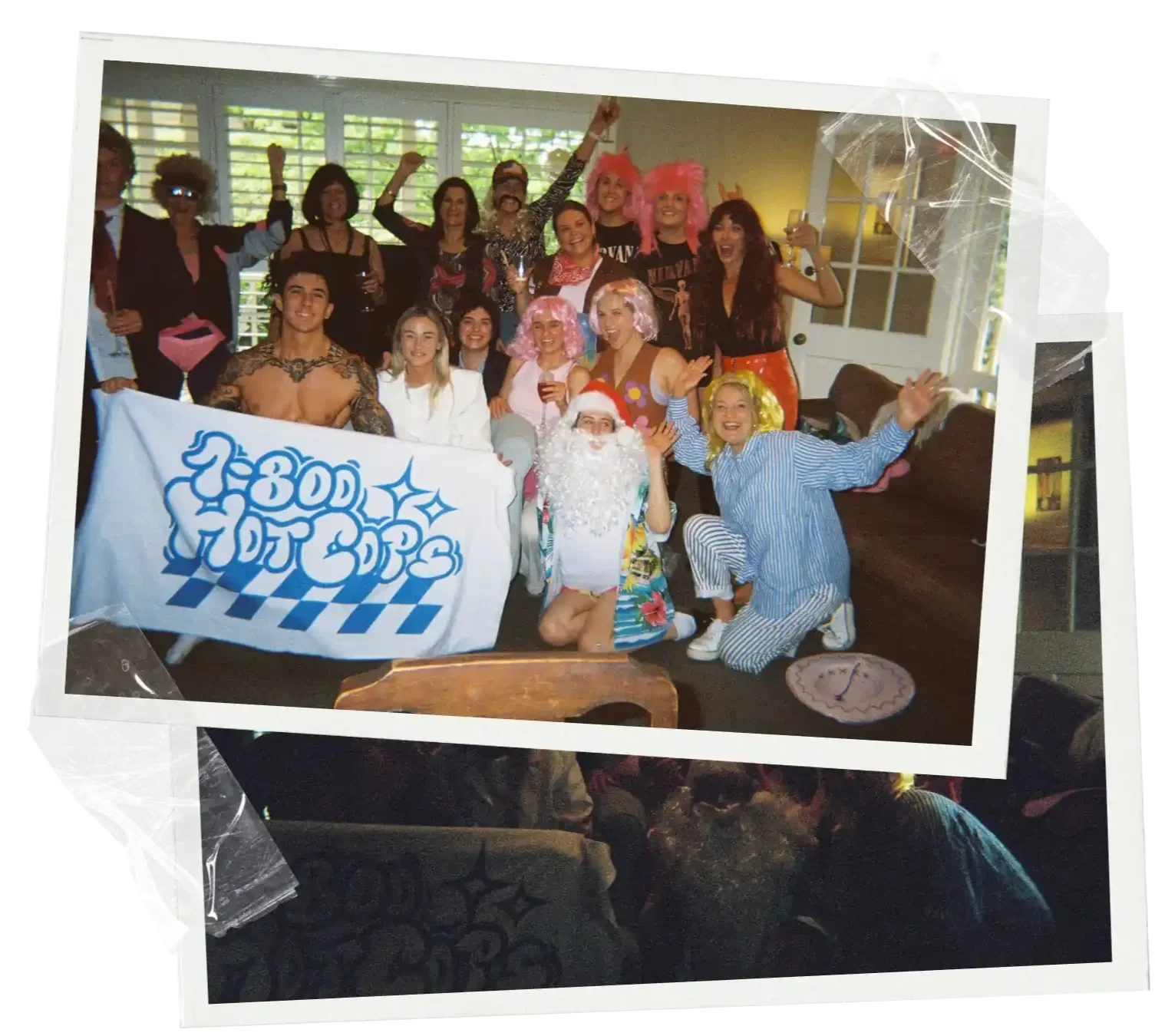 1-800 HOT COPS male entertainer mid-routine at a private Gippsland Lakes holiday house, the bride tribe front row during the Signature HotCop strip show.