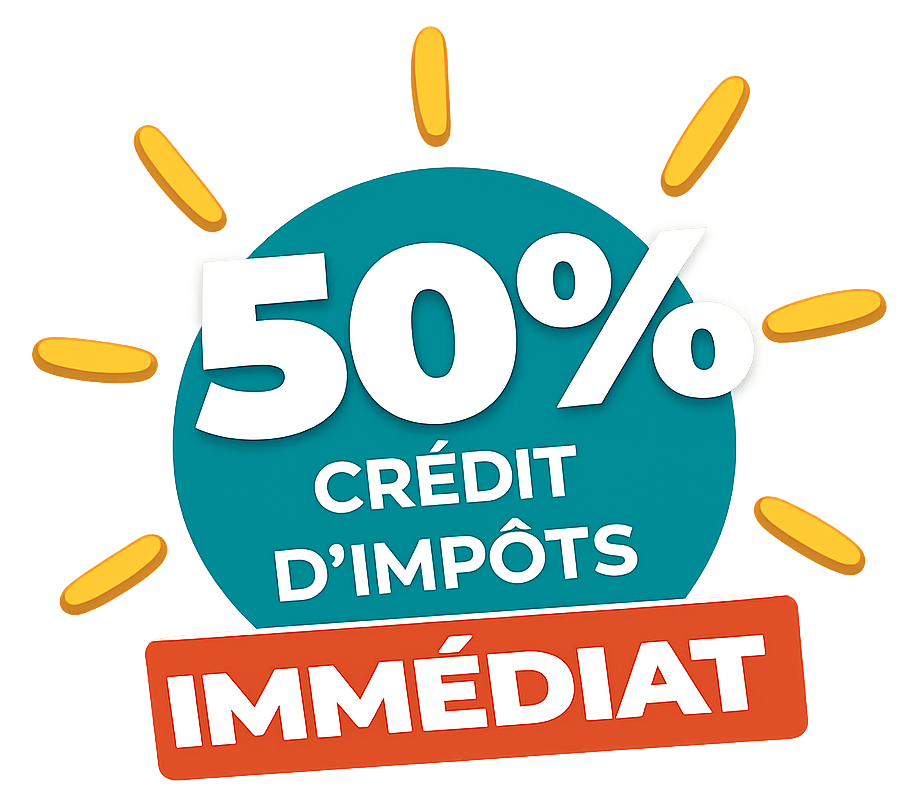 Logo 50% crédit d'impôt immédiat