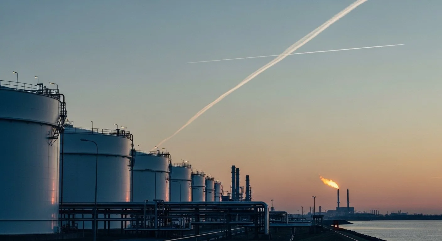 A European LNG terminal at dusk