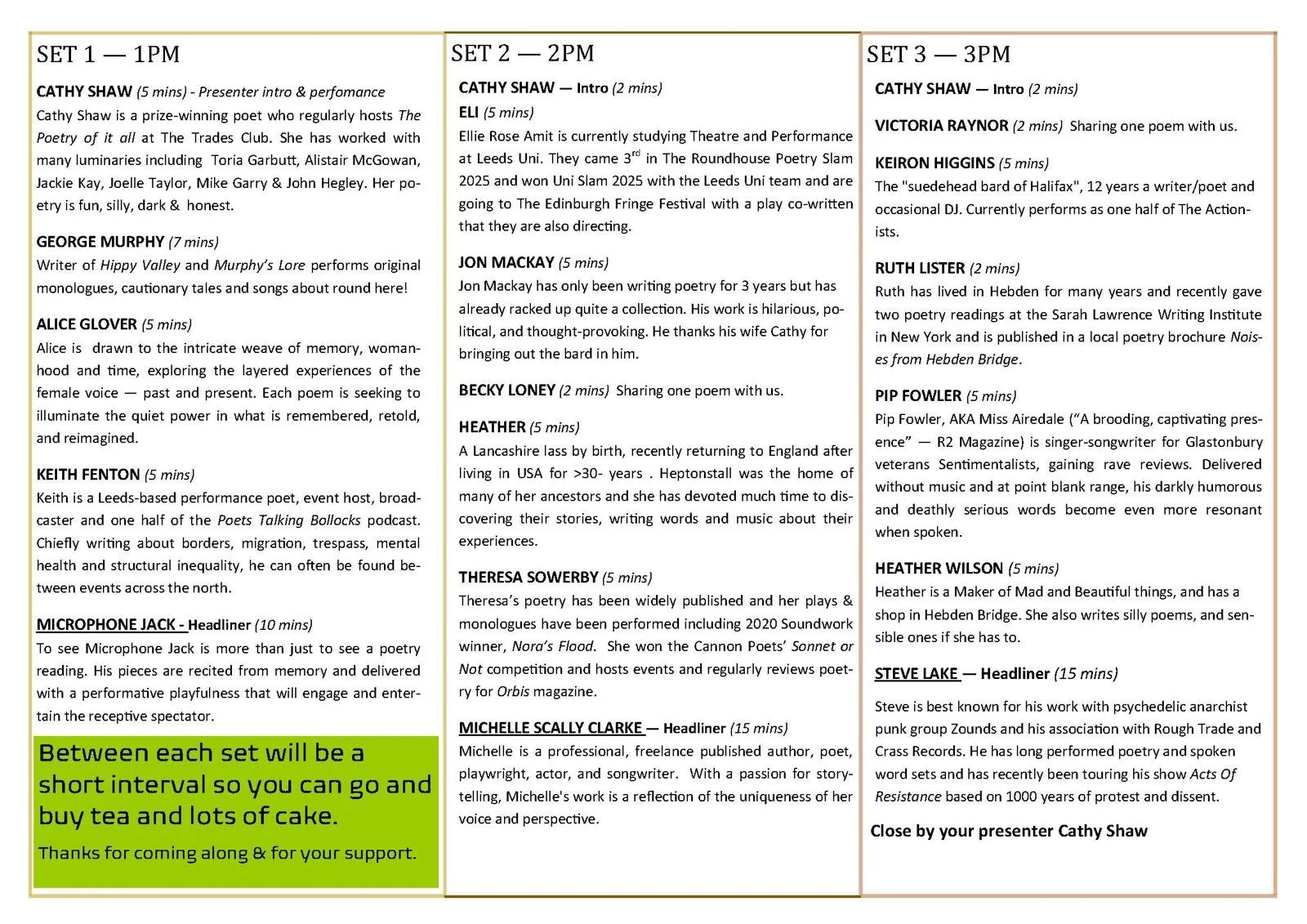 Spoken Word Schedule