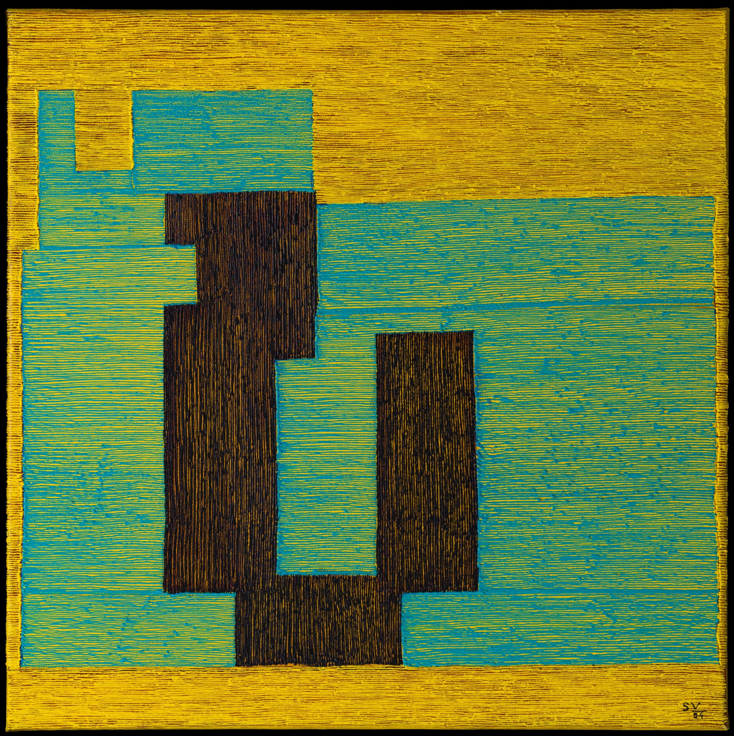  Composition with Blue and Yellow  Acrylic on Canvas 40 x 40cm