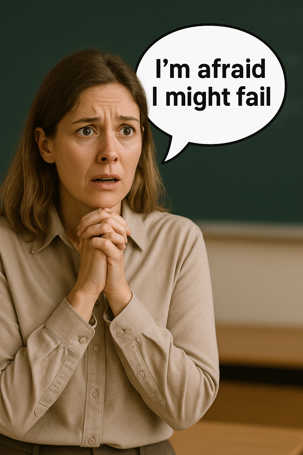 Image showing a woman who is afraid to fail