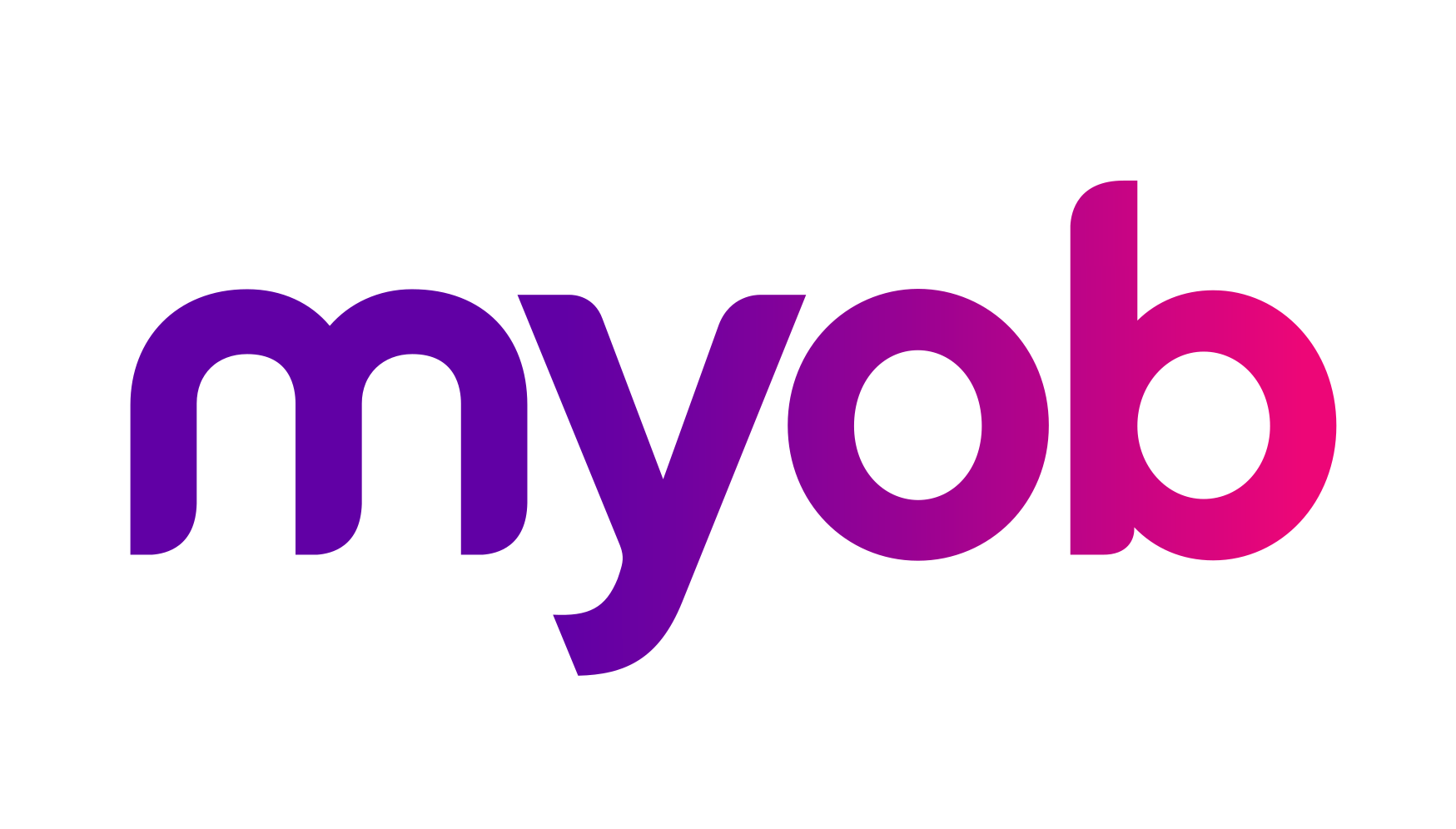MYOB logo in purple and pink gradient on a white background.
