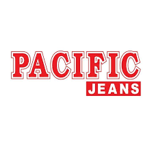 Pacific Jeans logo in red and white text