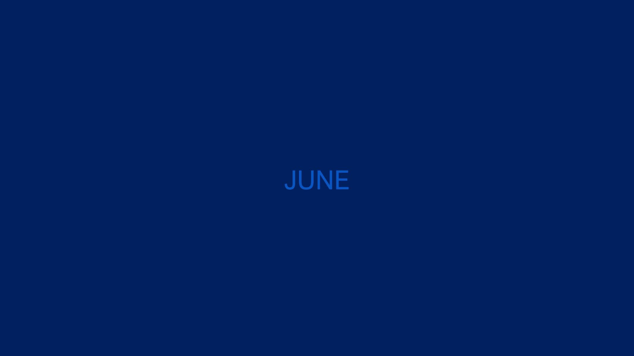 Blue background with the word 'June' in the center.