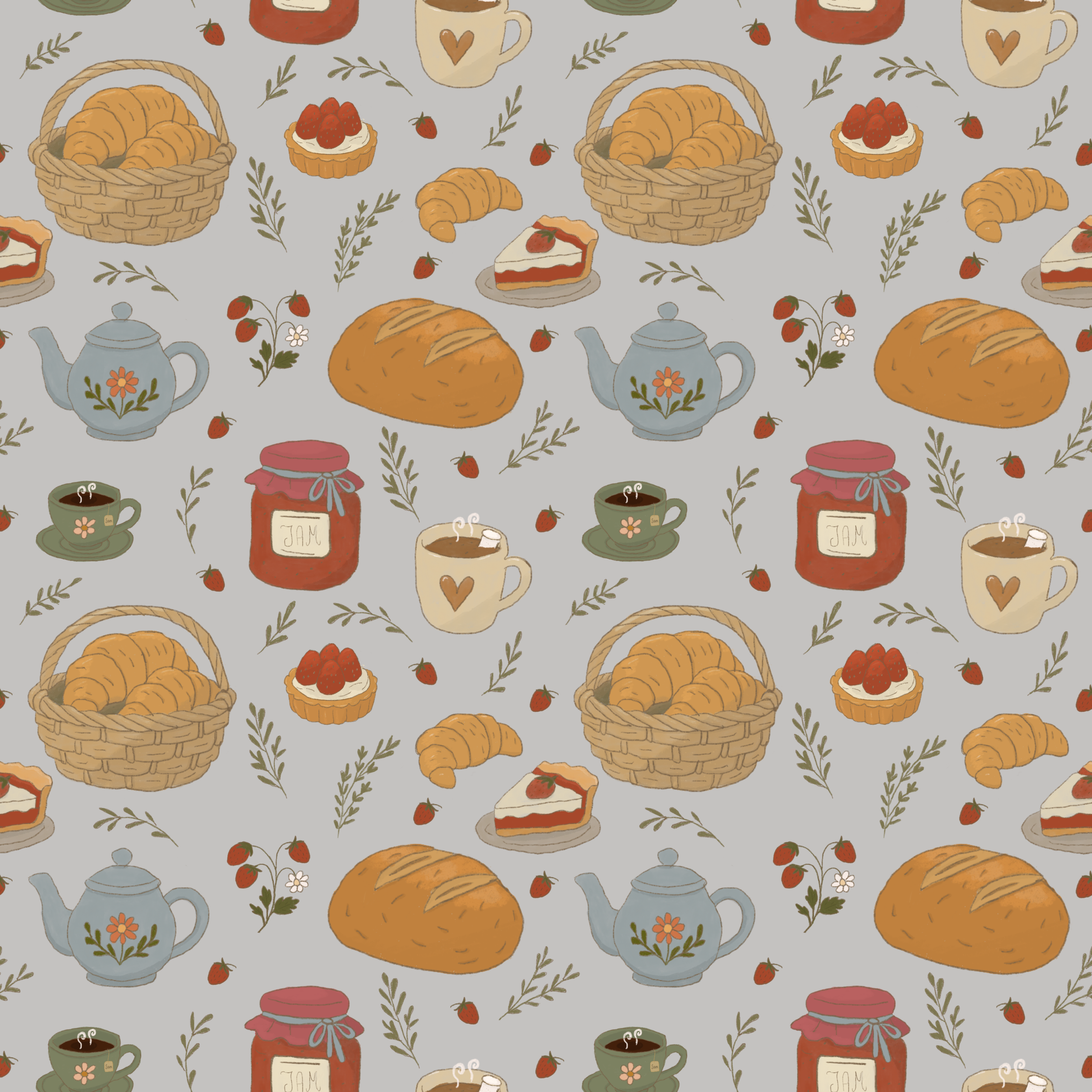 Strawberry Brunch Seamless Repeatable Pattern