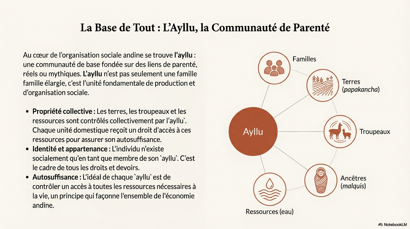 Infographie sur l'ayllu, communauté de parenté à la base de la société aymara