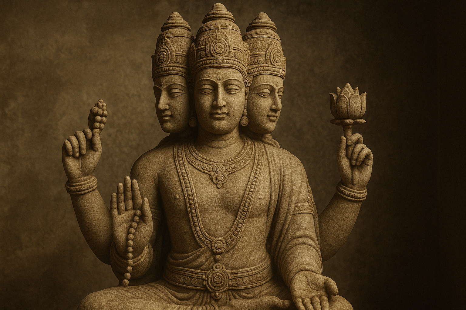 Sculpture de Brahma, le dieu créateur aux quatre visages, à Pushkar