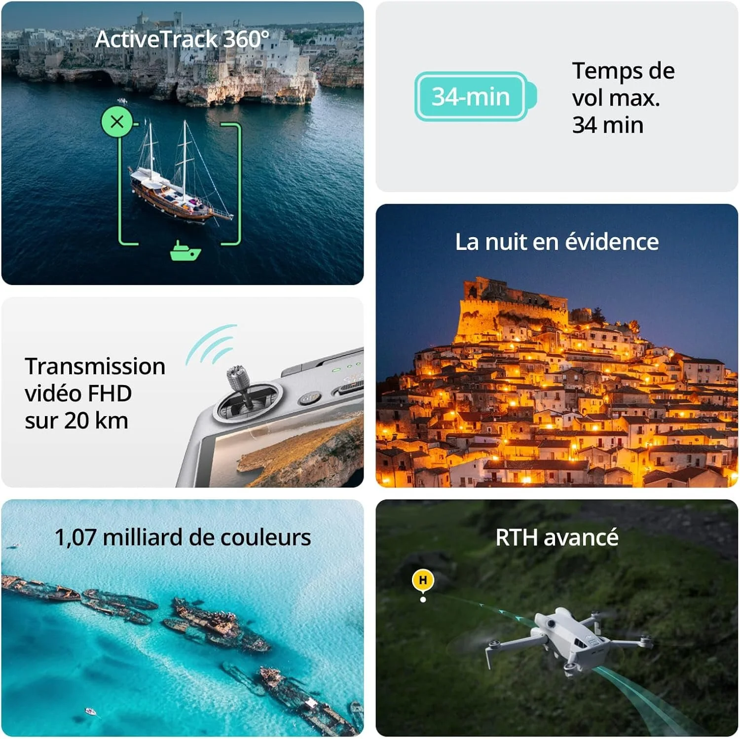 Fonctionnalités du DJI Mini 4 Pro : ActiveTrack 360, autonomie et vol de nuit