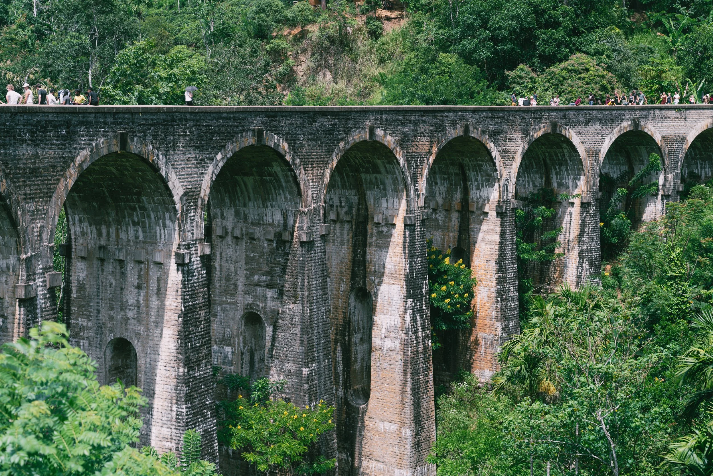 Arches de pierre du Nine Arch Bridge vues depuis la vallée à Ella
