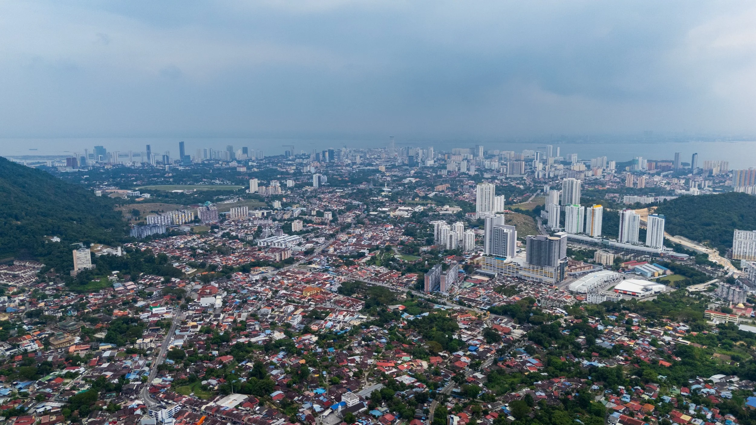 Vue aérienne de Georgetown et de l'île de Penang en Malaisie