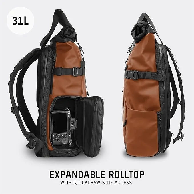 Ouverture rolltop extensible et accès latéral du sac WANDRD PRVKE 31L