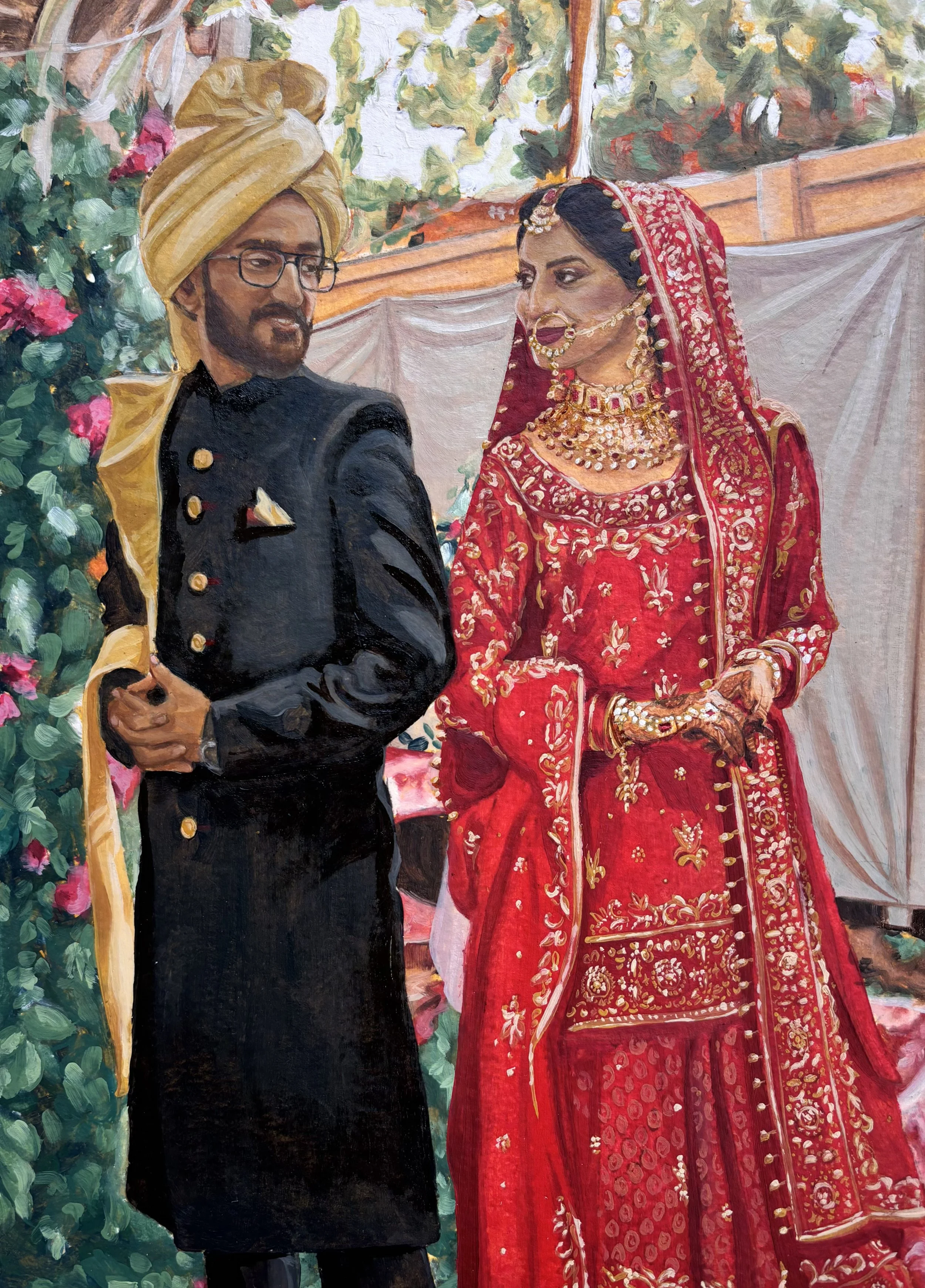 wedding, oil on paper