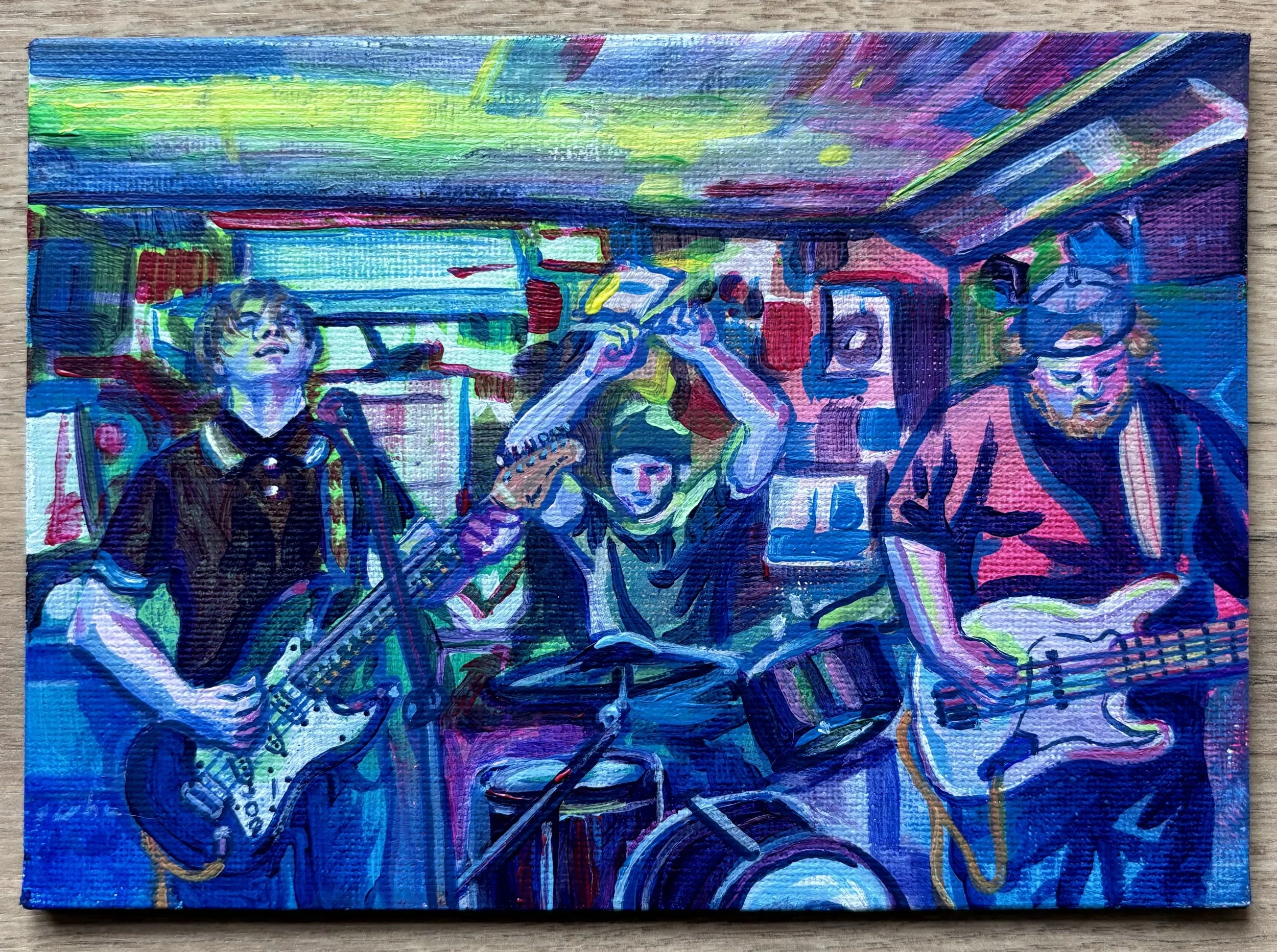 zac schulze gang, acrylic on board