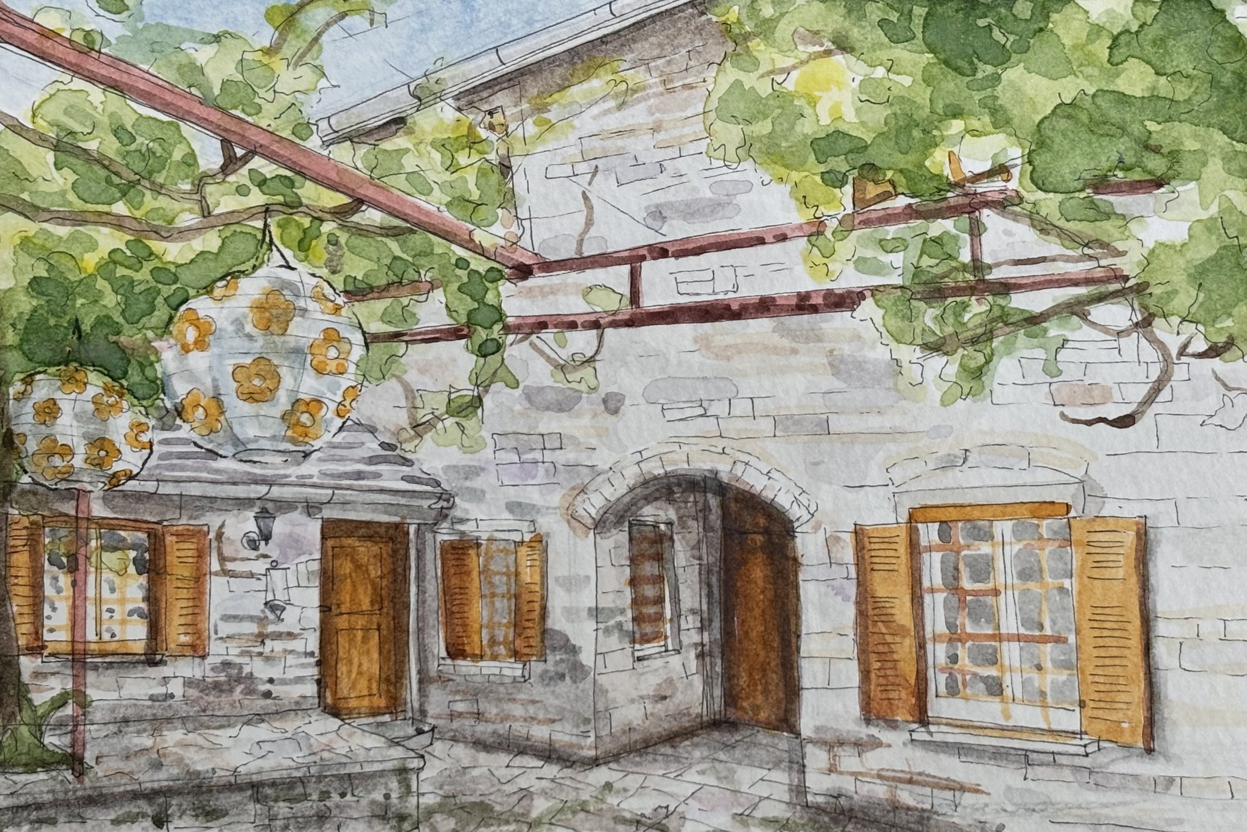 kato pedina, pen and watercolour