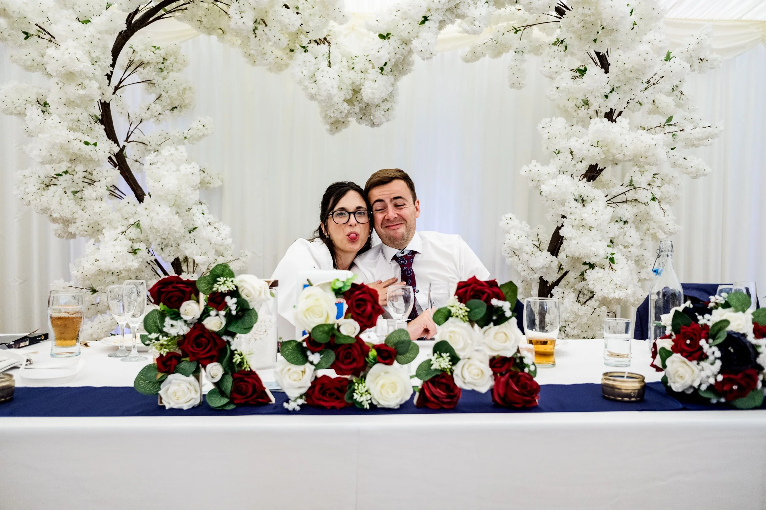 norfolk wedding bride and groom at the top table