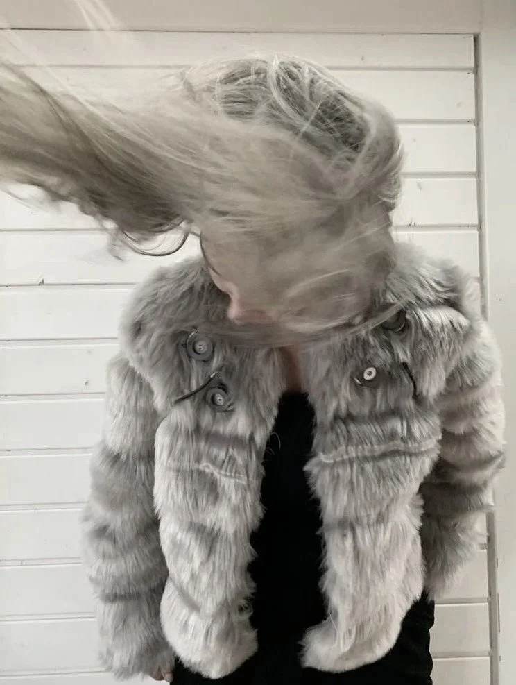 Marina Dessau wearing the Haptic Sound Jacket, a tactile device that translates data into sound and vibration on the body.