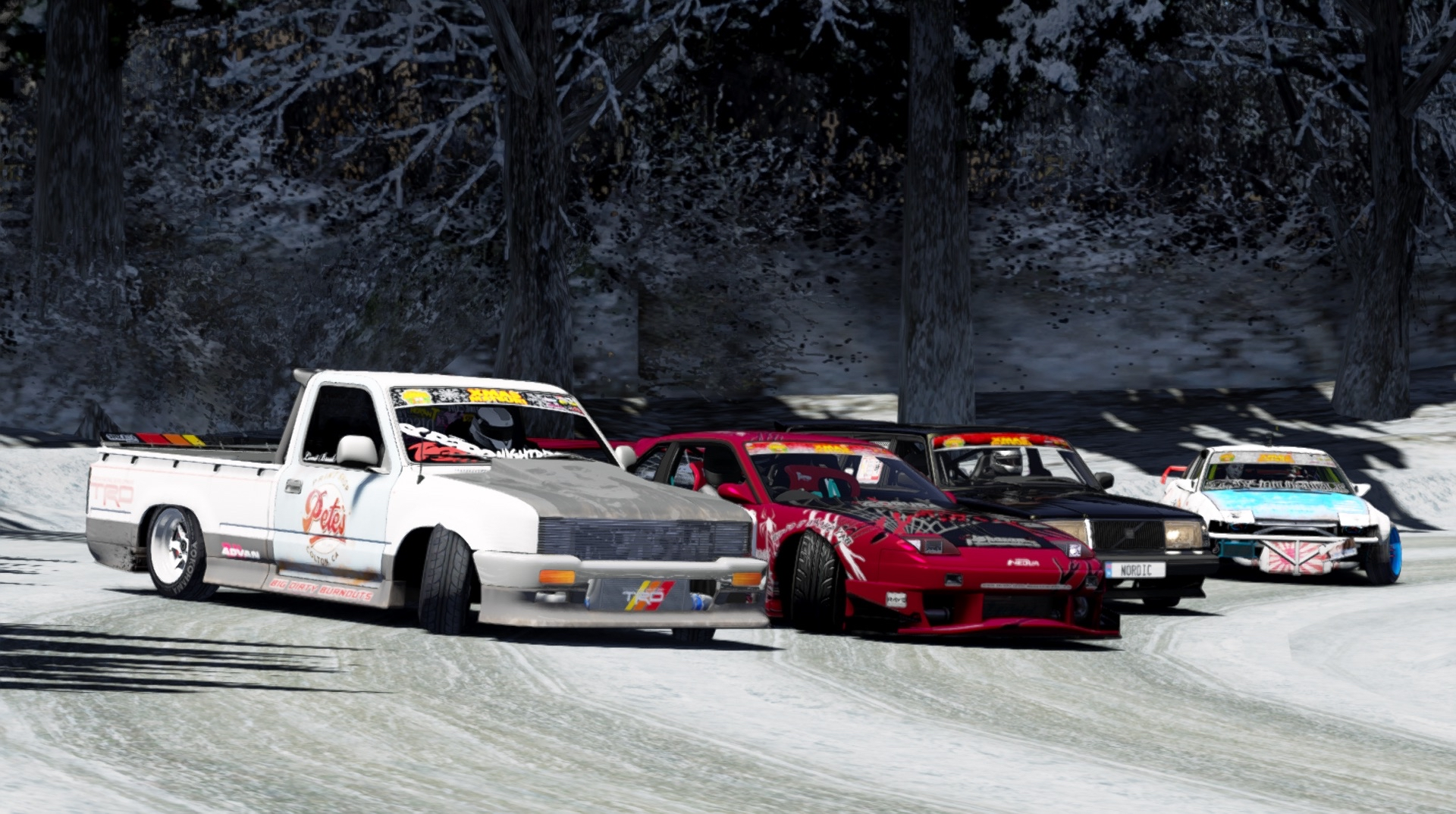 toyota hilux drift and nissan s13 snow drift touge