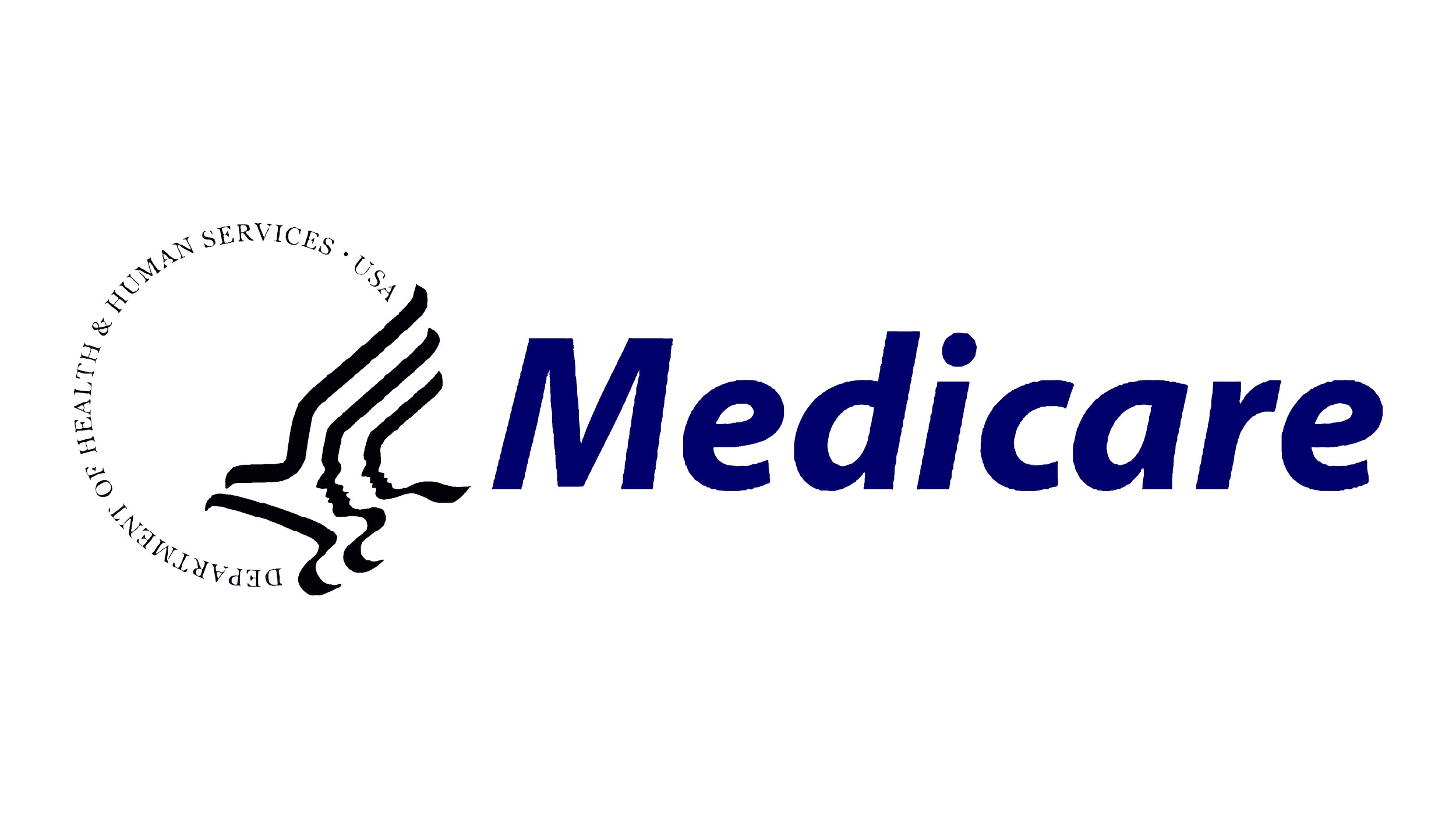 Medicare logo with stylized abstract profiles of human faces and the words 'Department of Health & Human Services - USA' encircling the graphic.