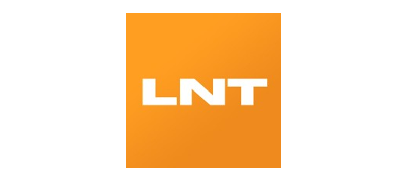 Orange background with white text that reads "LNT".