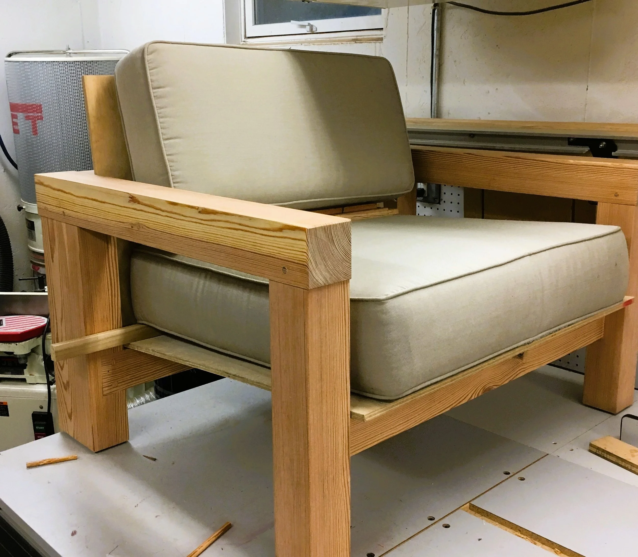 Trying different reclining angles on this Old growth Pine Love Seat