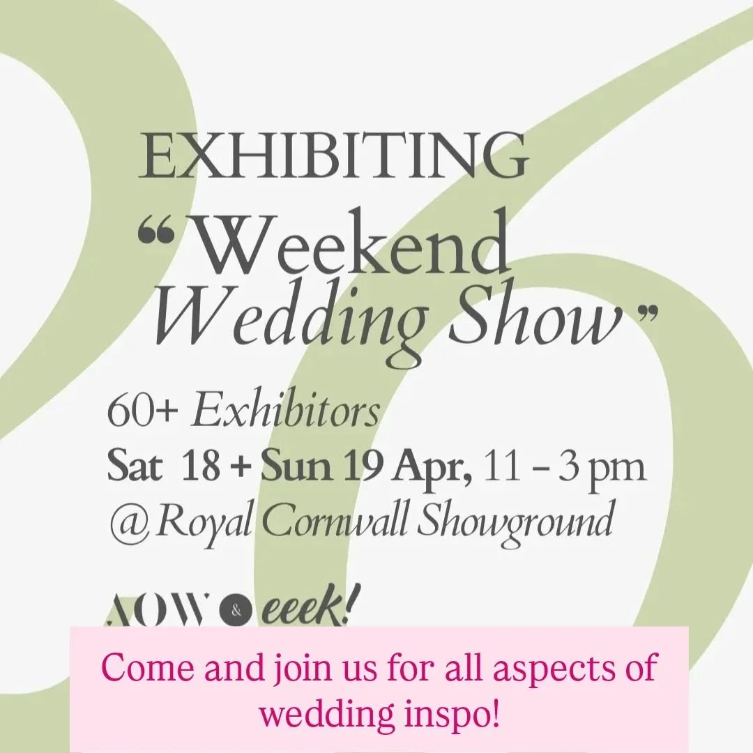 APRIL 18th AND 19th - Royal Cornwall Showground. A great big, wonderful wedding fair packed with a wealth of suppliers who will be glad to meet you and chat about your wishes. Hoping to see you there.

#art_of_weddings 
#engaged_extremely_excited 
#e