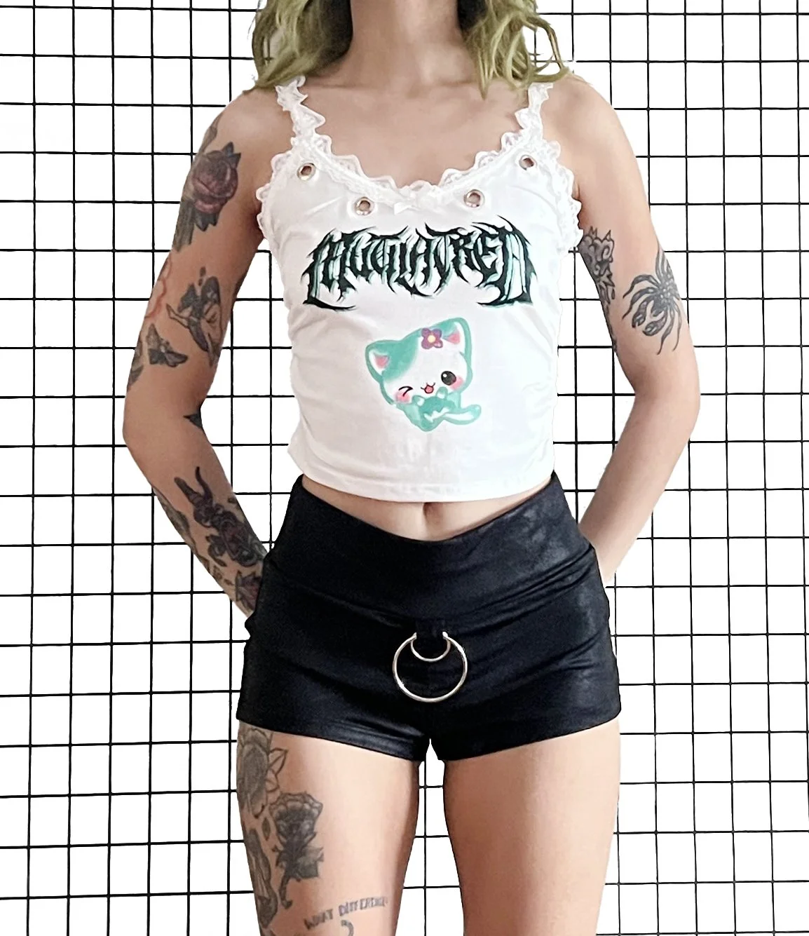 Mutilatred Grommet Lace Baby Tank, size small