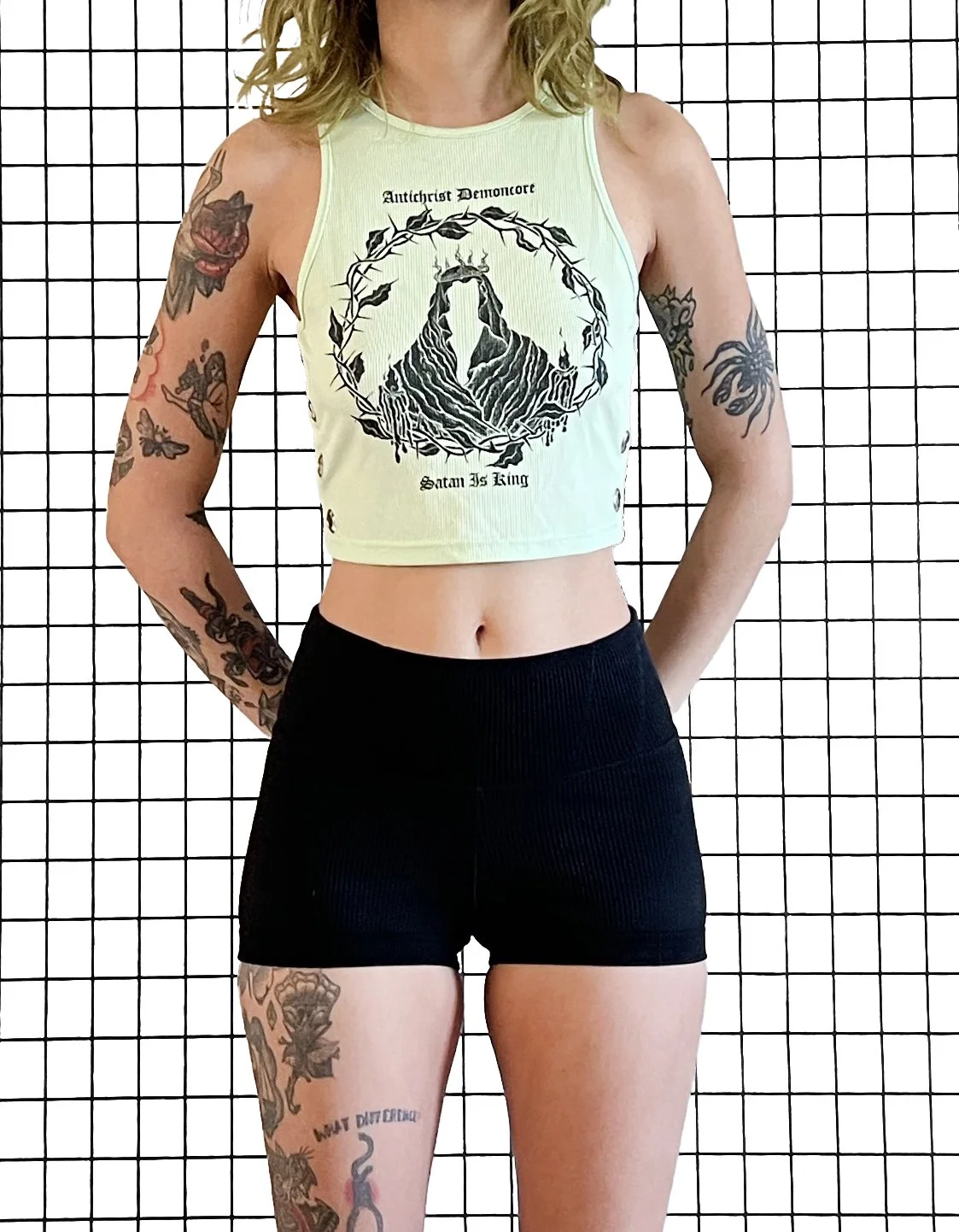 ACxDC 'satan is king' Grommet Tank Top, size small