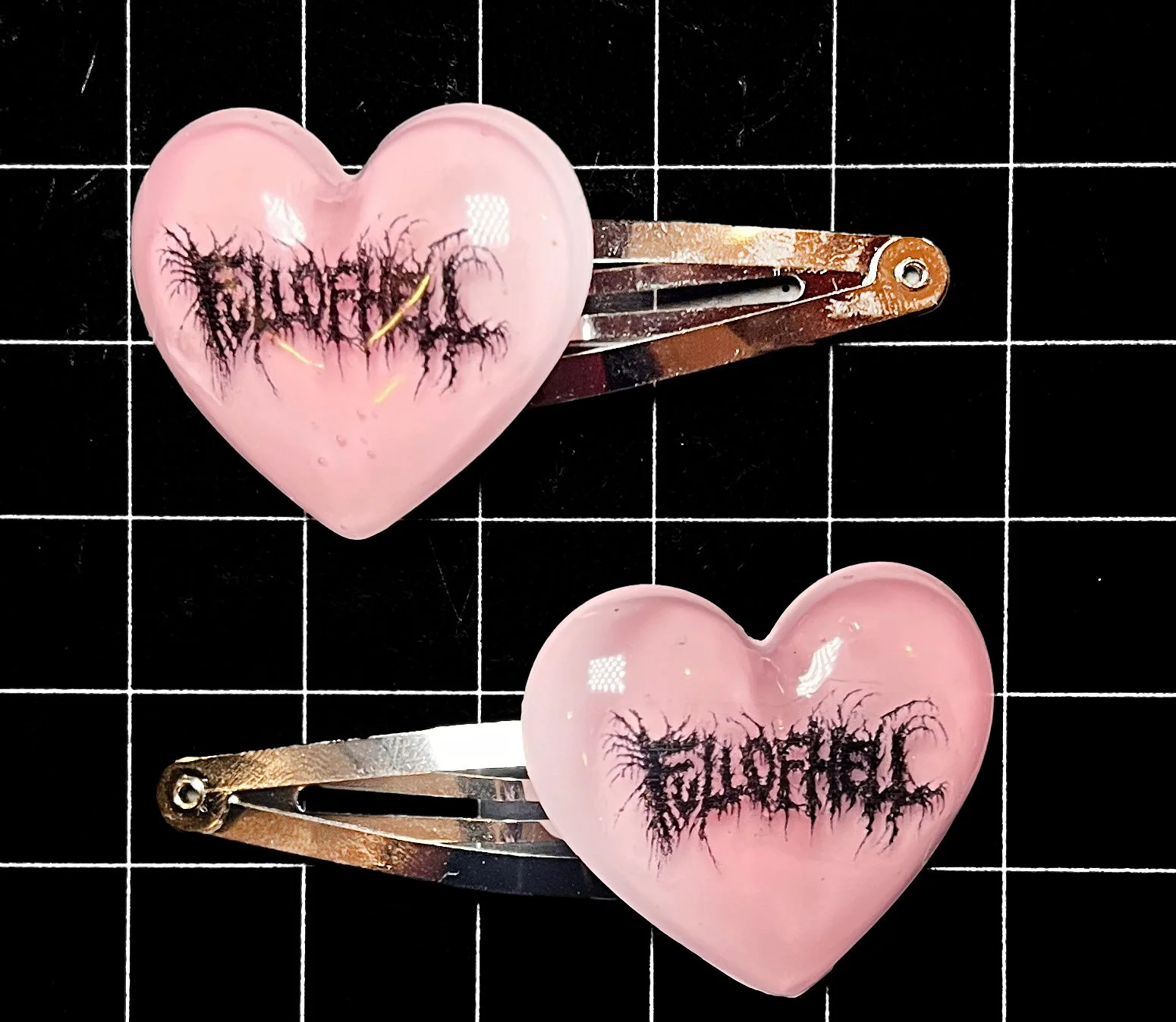 Full of Hell Pink Heart Clip Set (2)