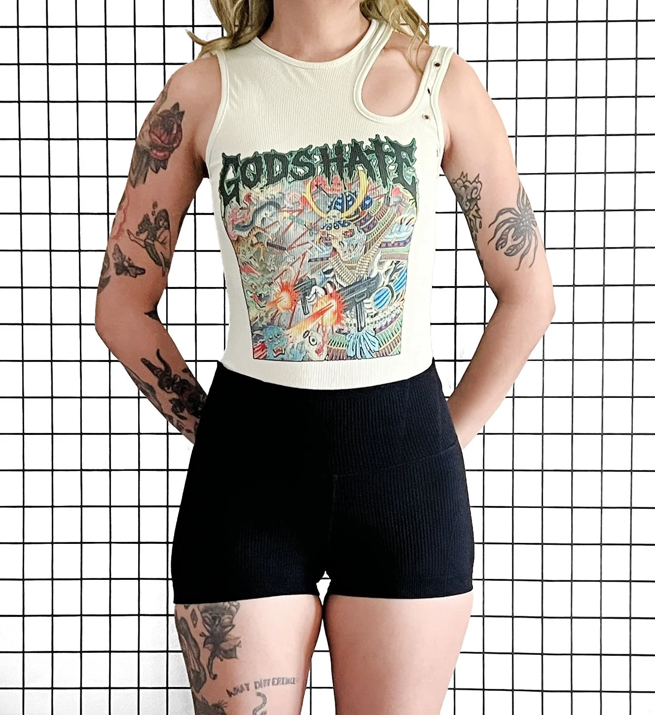 God's Hate Grommet Bodysuit, Size small