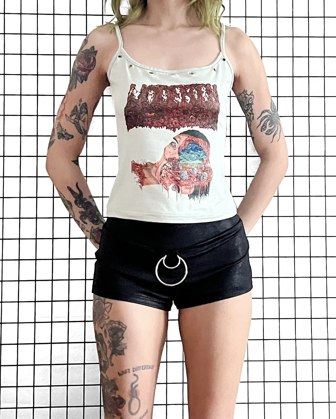 Undeath Grommet Neck Tank Top, size medium