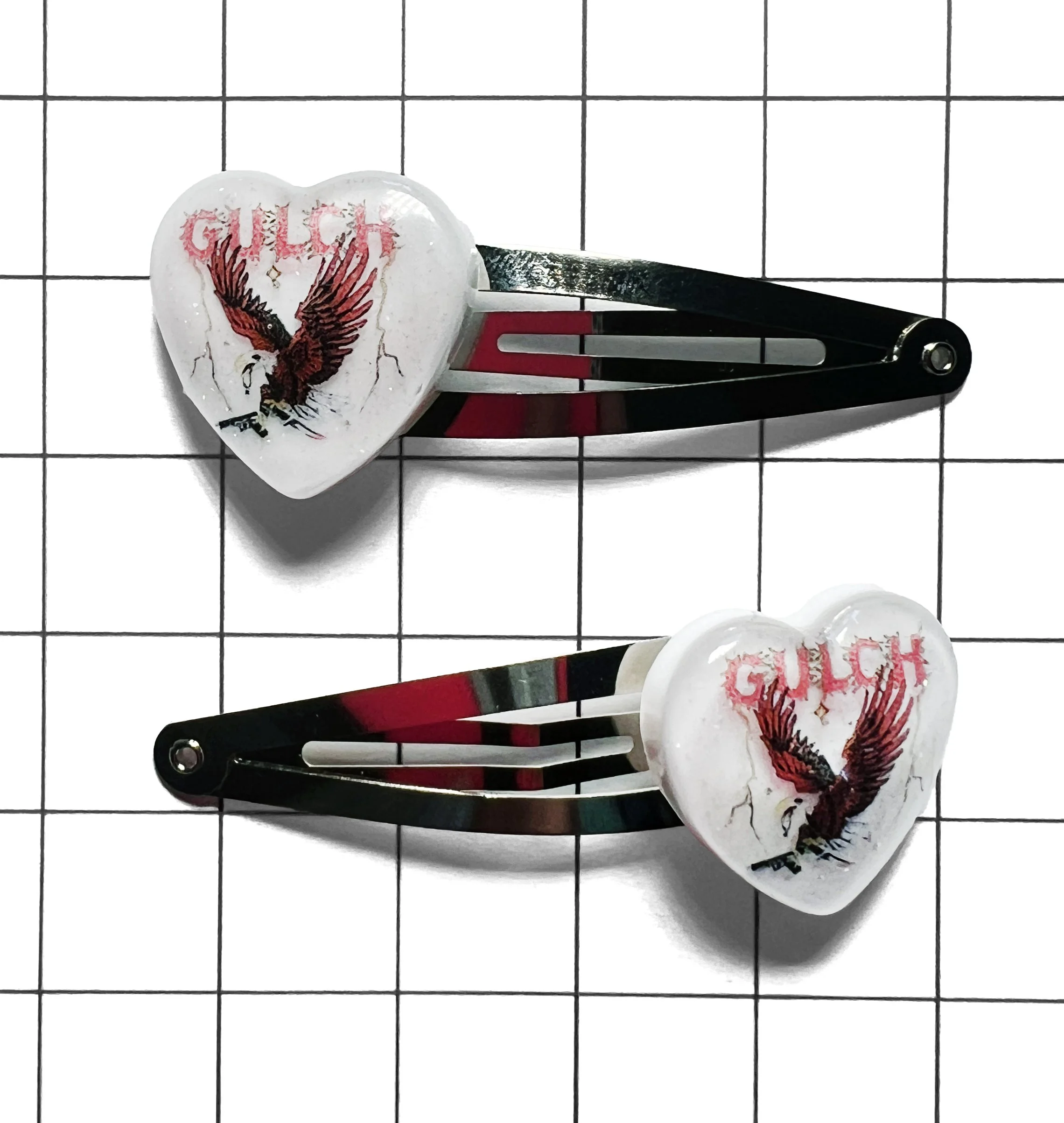 ♡ ☆ Gulch ‘Live on Axe to Grind’ Hair Clips ☆ ♡