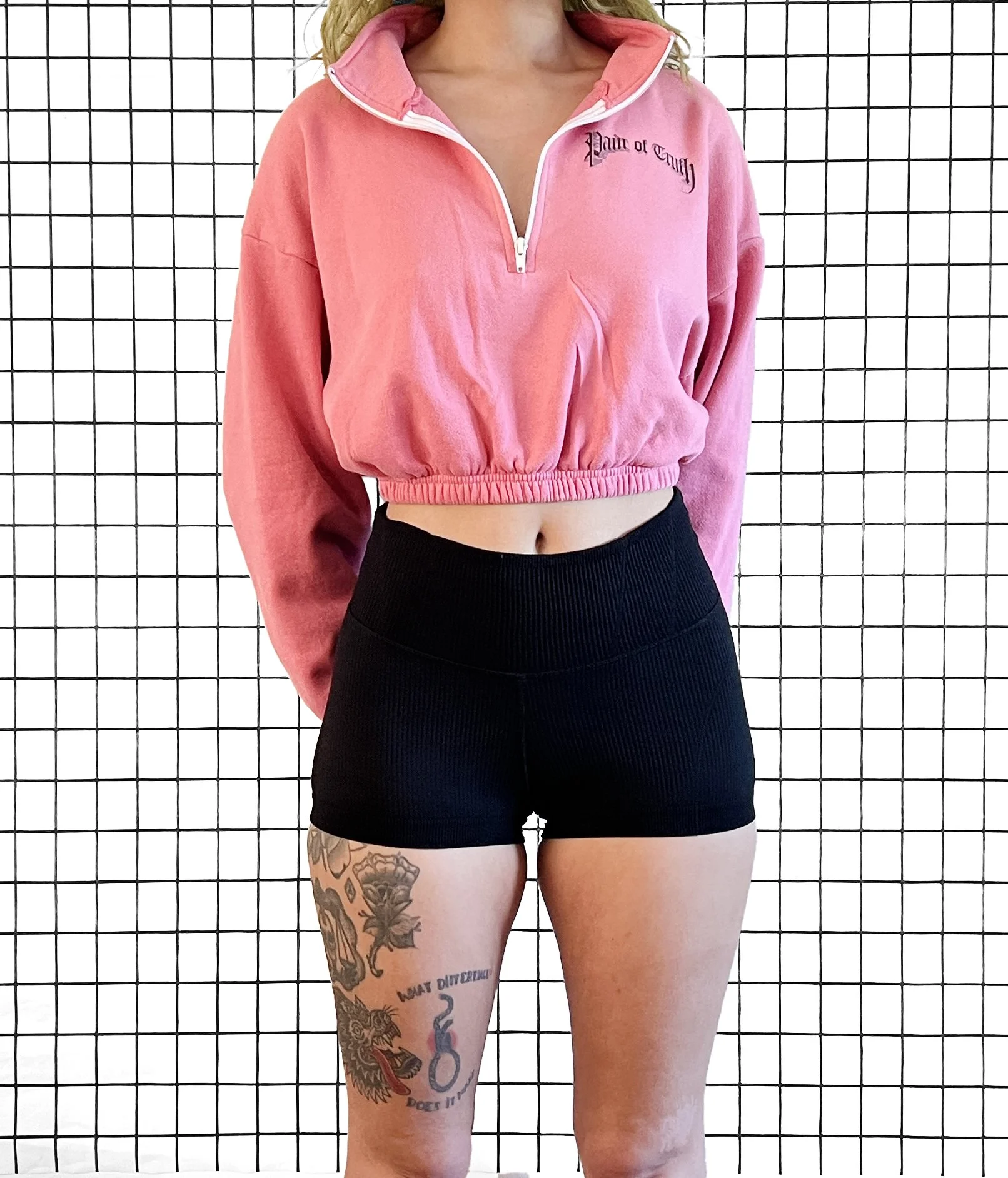 Pain of Truth Cropped 3/4 Zip Pullover, size small