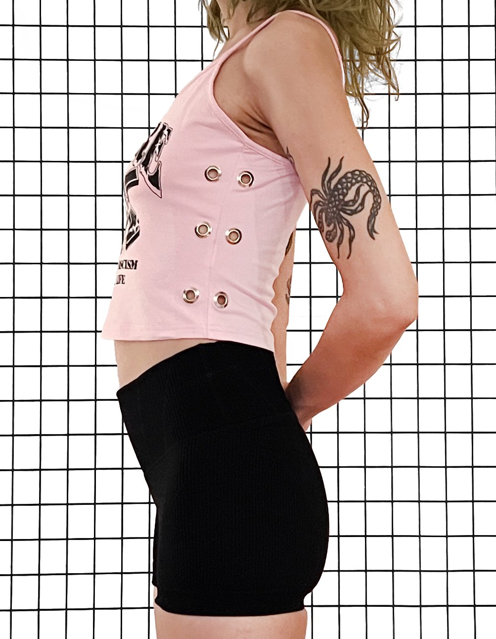 Haywire Pink Grommet Tank - Side 1.jpg