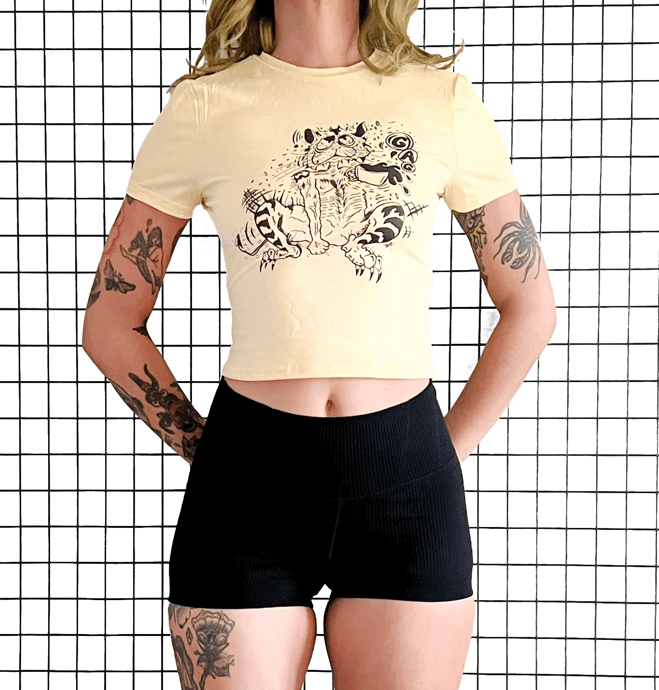 GAG Coffee Cat Baby Tee, Size Small