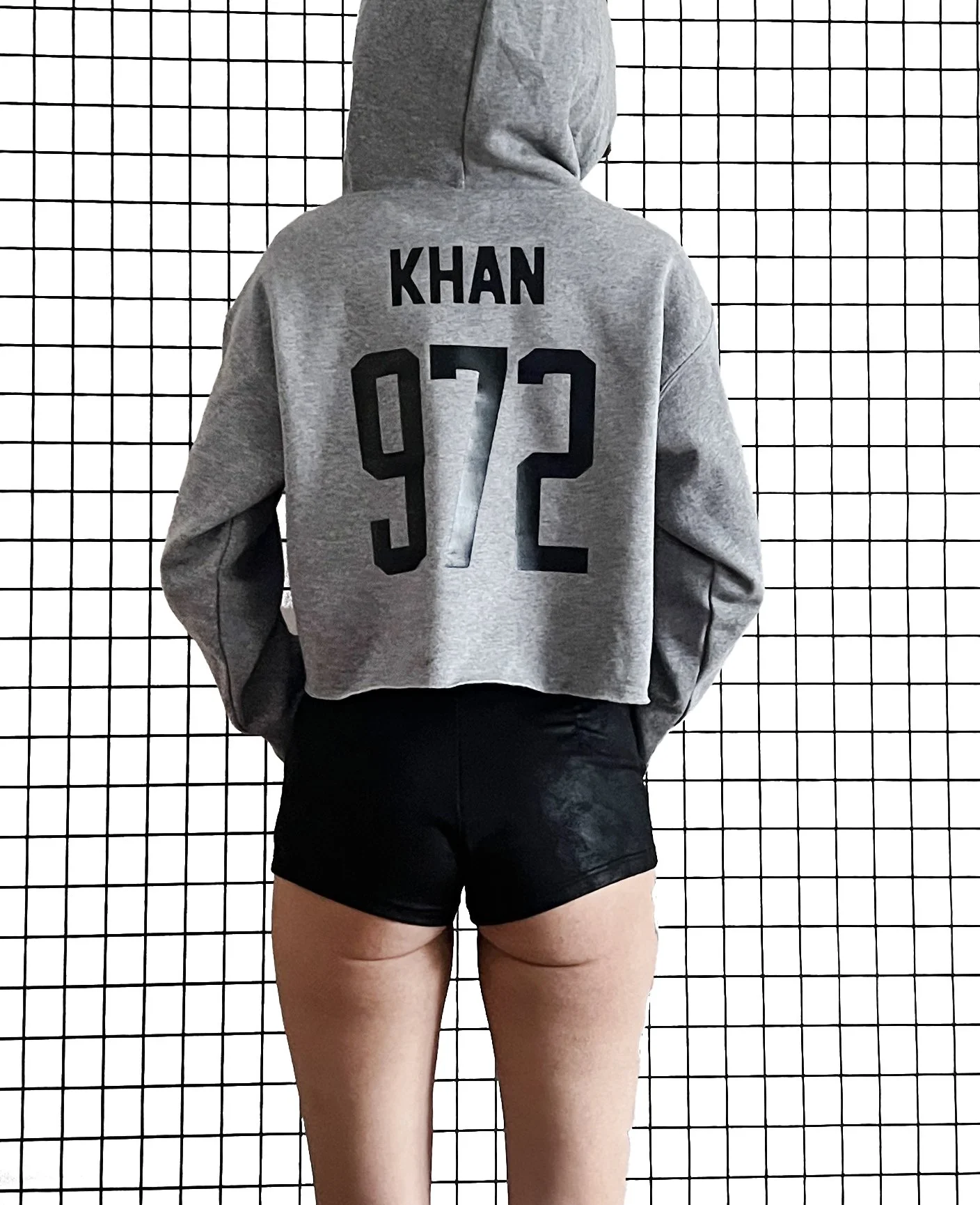 Kublai Khan Crop Hoodie - Model - Back.jpg