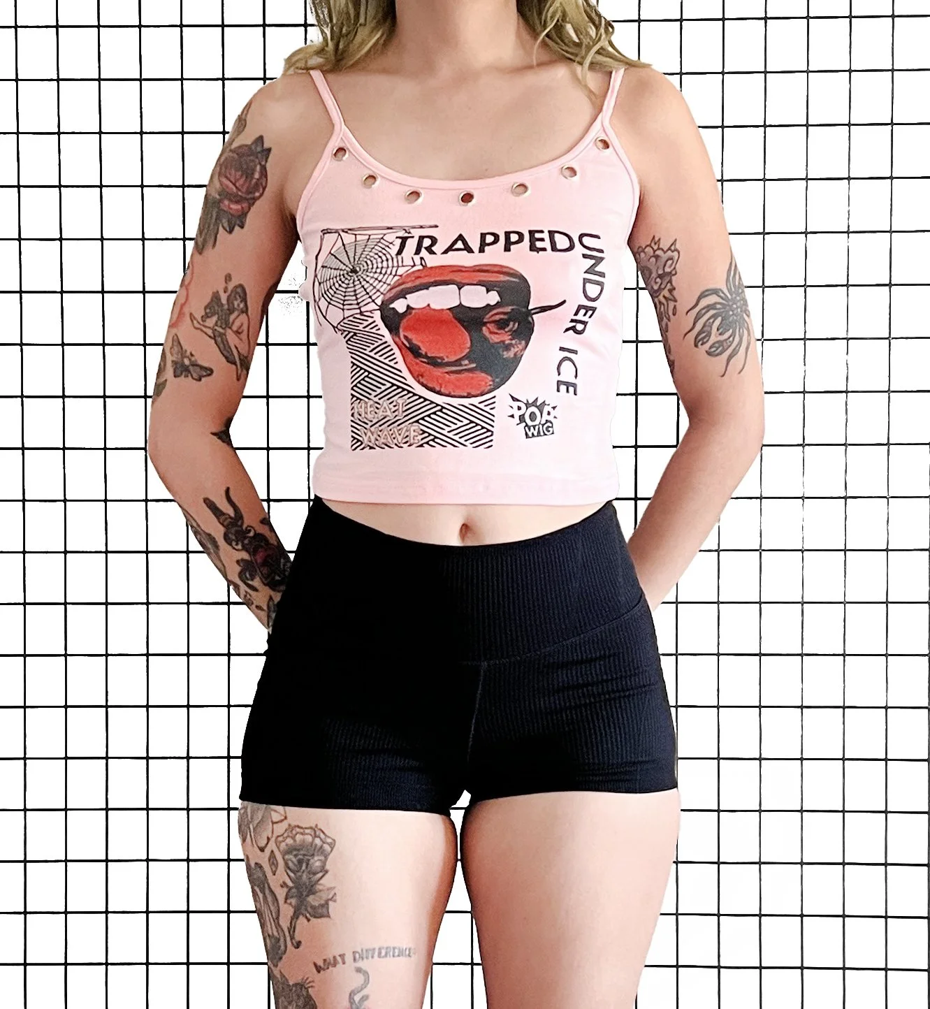 Trapped Under Ice Handprinted Pink Cami, size small