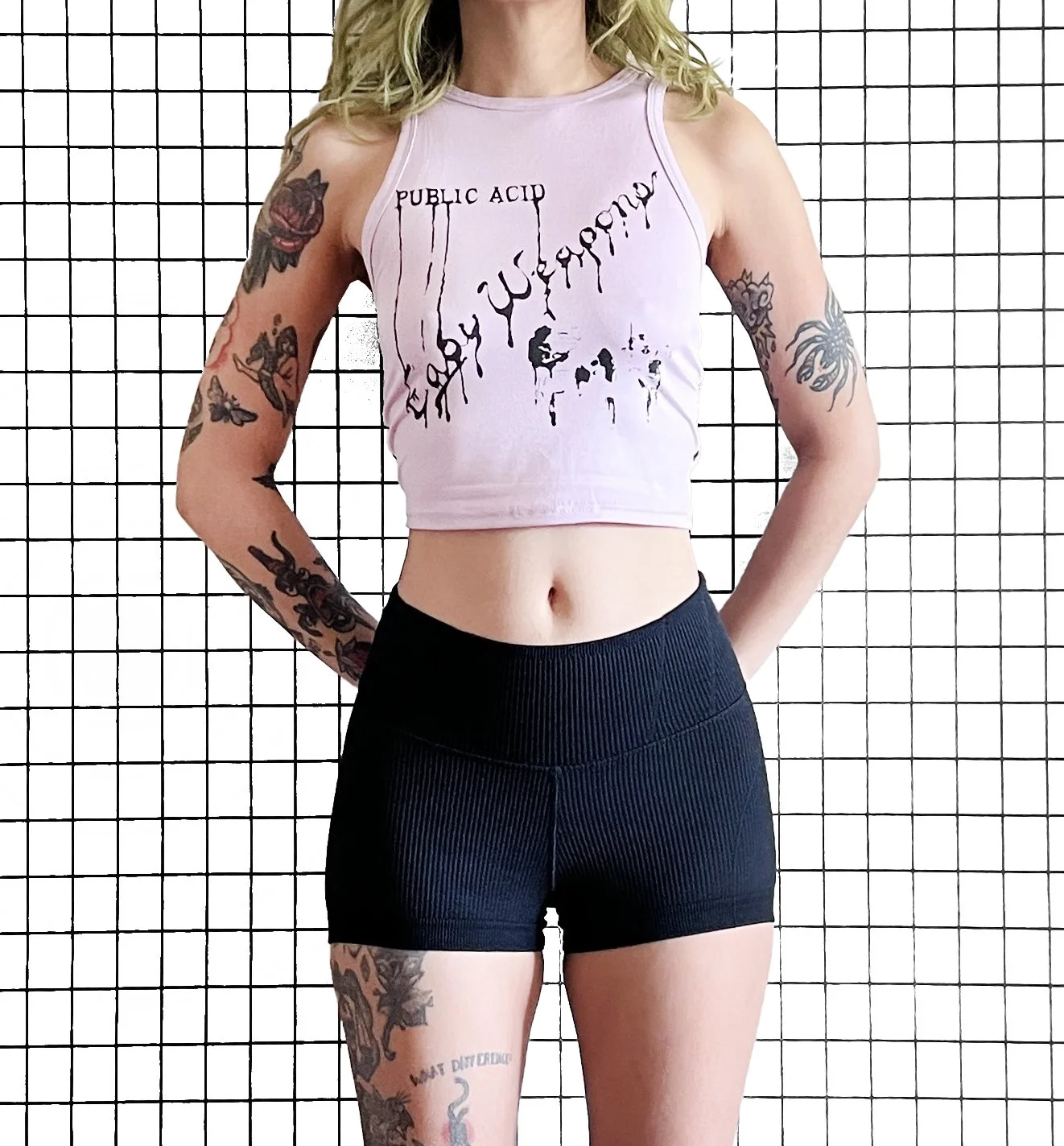 Public Acid 'easy weapons' Grommet Cropped Racerback, size medium