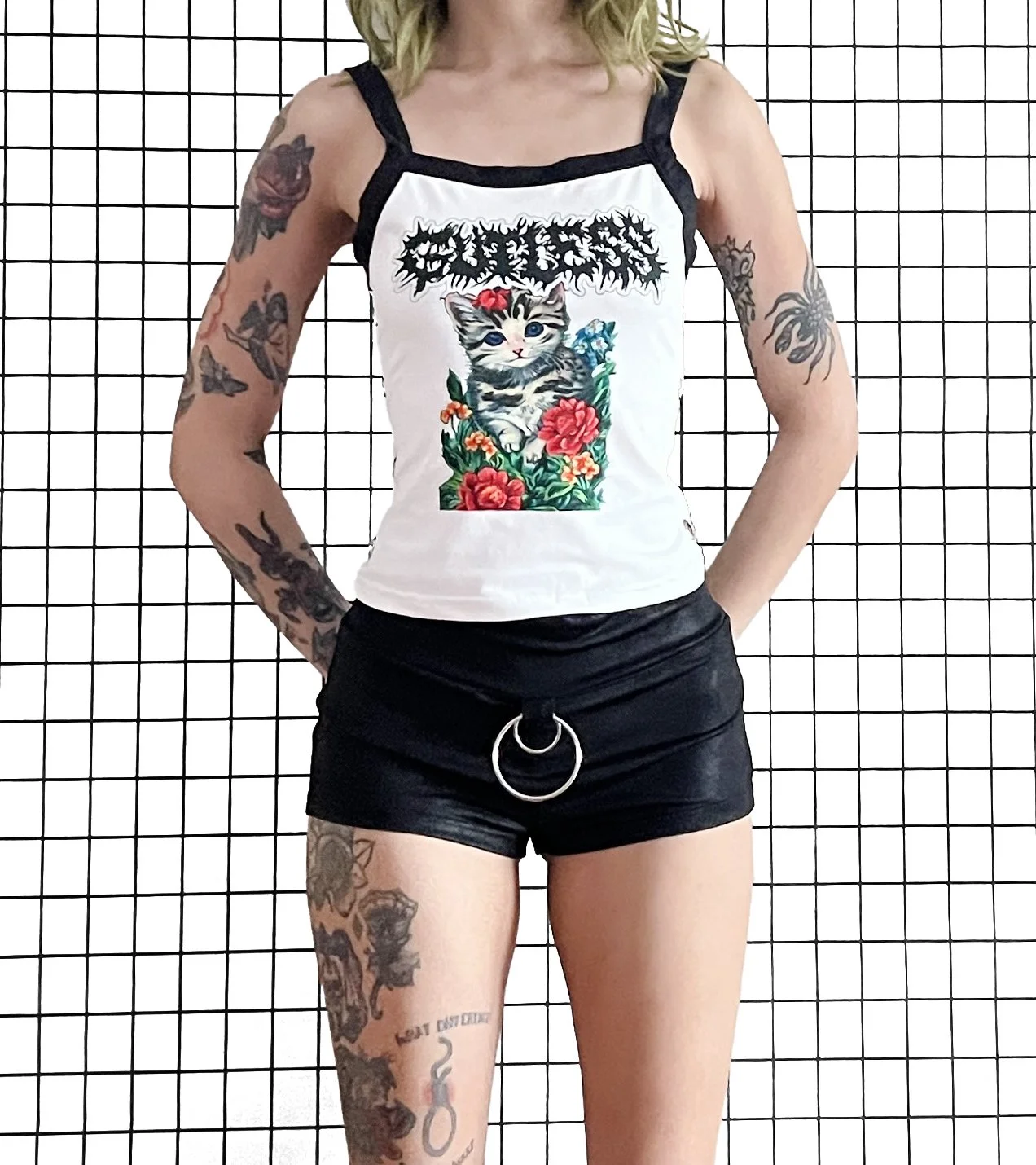 Gutless Contrast Grommet Tank, size small