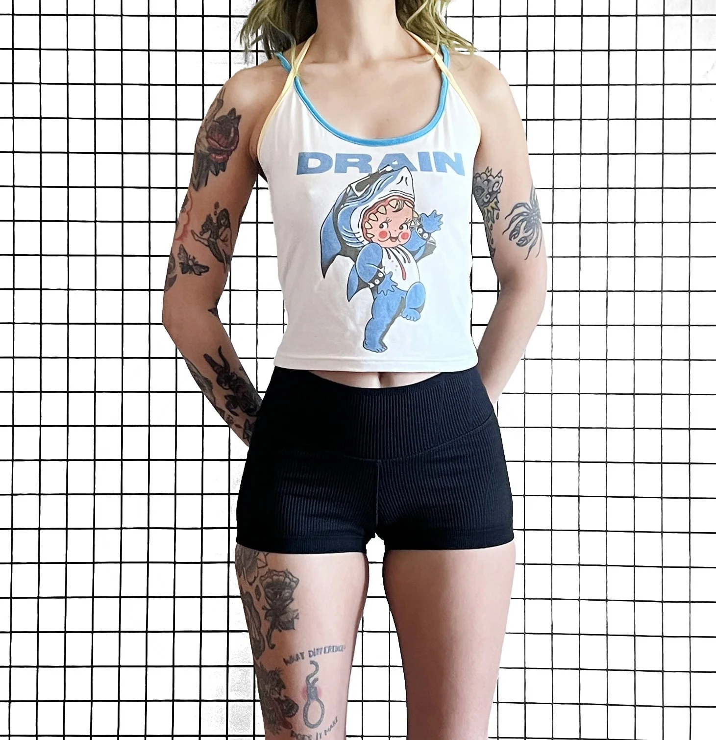 Drain Contrast Halter Tank, size small