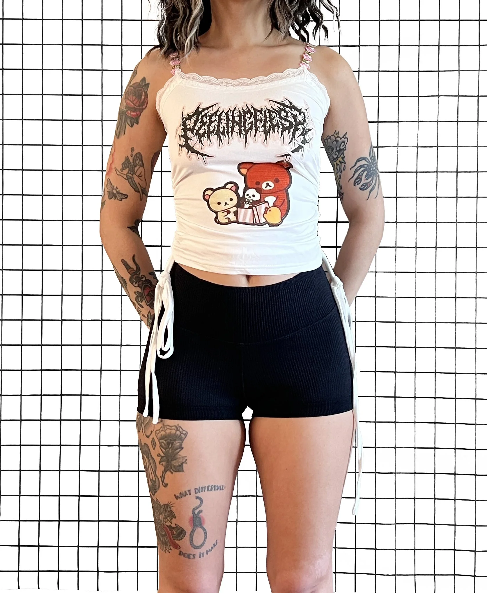 PeelingFlesh Flower Strap Tank Top, size small