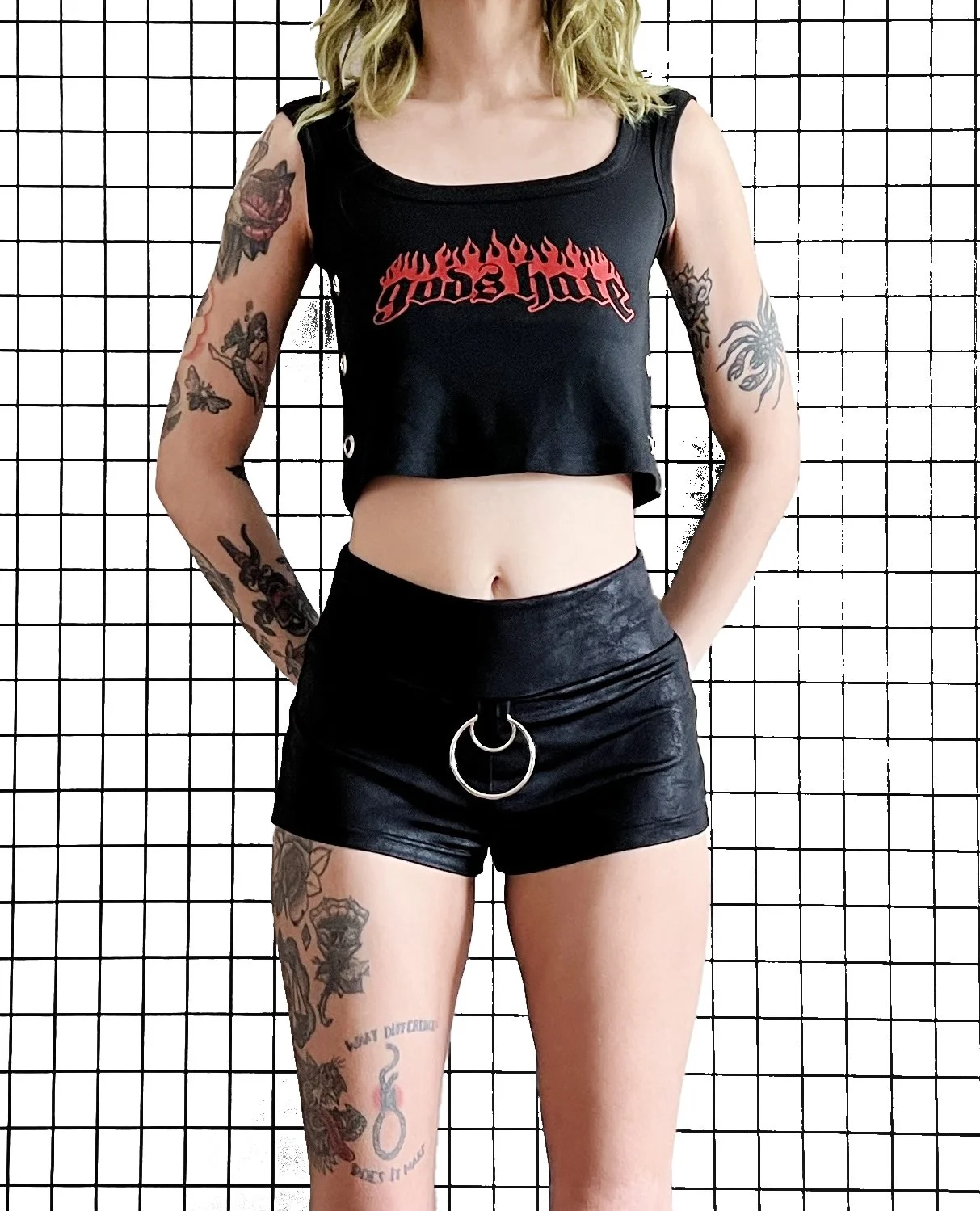 God's Hate Scoop Neck Grommet Tank, size small