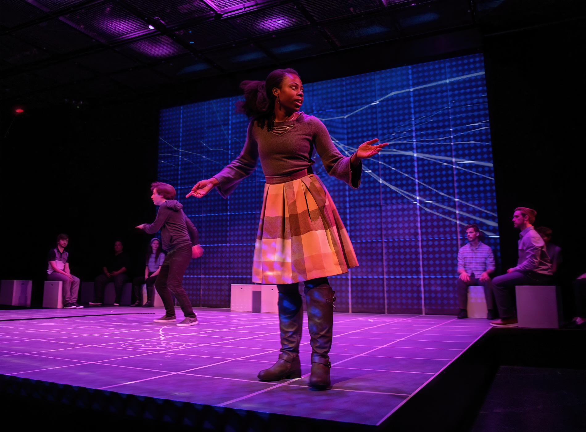 Performance image from live performance of The Curious Incident of the Dog in the Night Time. Photo by Jo MuCulty